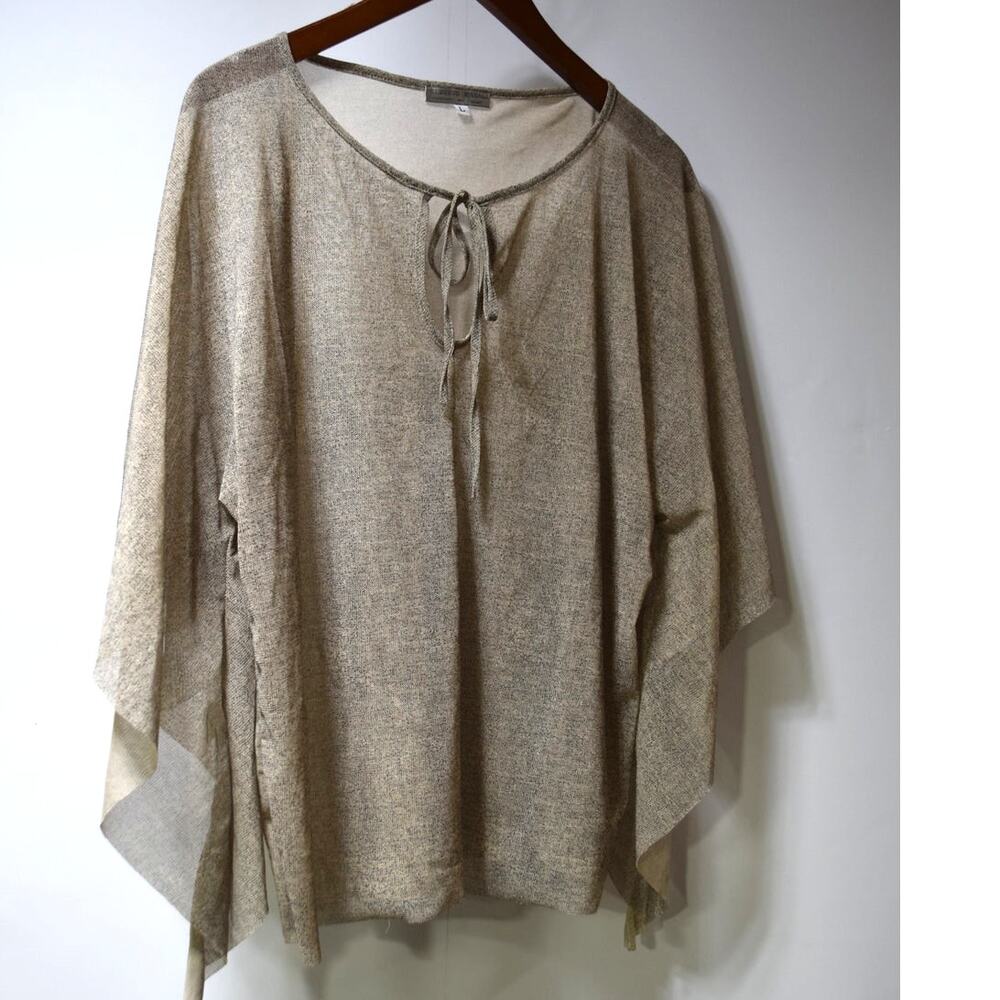 Alberto Makali Taupe Lightweight Knit Poncho Sleeve Top Women's Large